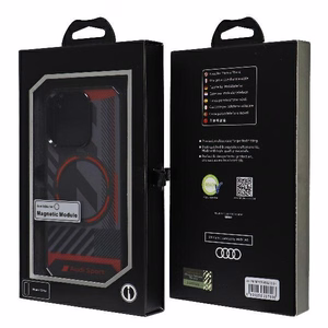 Audi IML Sport Magnetinis dėklas telefonui iPhone 15 Pro 6.1" juodas/juodas kietas dėklas AU-IMLMIP15P-RSQ/D2-BK
