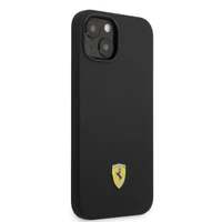 Ferrari FEHMSIP14MBK iPhone 14 Plus 6.7" juoda/juoda kietas dėklas silikoninis metalinis logotipas Magsafe