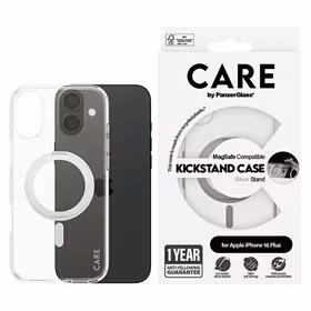 CARE by PanzerGlass Funkcinis dėklas telefonui su stovu iPhone 16 Plus 6.7" sidabrinis/sidabrinis Magnetinis 1327
