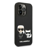 Karl Lagerfeld KLHMP14XSSKCK iPhone 14 Pro Max 6.7 "kietas dėklas juodas / juodas Liquid Silicone Karl & Choupette Magnetinis