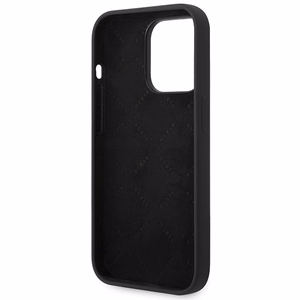 Guess GUHCP14XSLSMK iPhone 14 Pro Max 6.7" juodas kietasis dėklas silikoninis Vintage Gold Logo