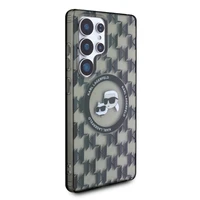 Karl Lagerfeld mygtukinis Karl & Choupette Heads On KL Pattern Magnētinis Samsung Galaxy S25 Ultra dėklas juodas
