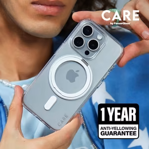 CARE by PanzerGlass Funkcinis dėklas telefonui su stovu iPhone 16 Pro 6.3" sidabrinis/sidabrinis Magnetinis 1326