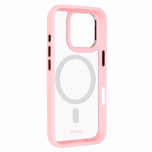 Liavec Hybrid Magsafe Skaidrus dėklas telefonui Iphone 16 Pro Max šviesiai rožinis