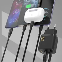 Dudao A26TCEU PD QC 25W GaN USB-A USB-C Wall Įkroviklis with USB-C Laidas - Juodas