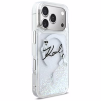 Karl Lagerfeld Liquid Glitter Karl Script Logo MagSafe Dėklas for iPhone 17 Pro - Clear