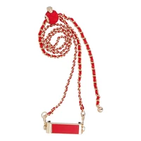 Grandinėlė / virvelė su laikikliu GLAMOUR, tinka visiems modeliams iki 80 mm pločio – raudona