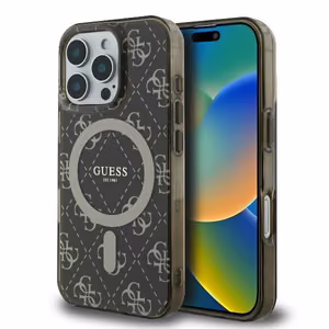Guess IML 4G fonas Magnetinis dėklas telefonui iPhone 16 Pro - rudas