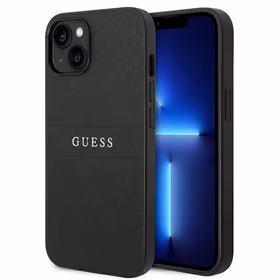 Guess Saffiano dirželis dėklas telefonui iPhone 14 Plus - juodas