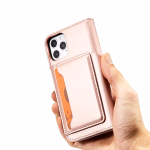 Magnetinis dėklas kortelėms iPhone 12 Pro Max dėklas kortelių piniginė kortelių laikiklis rožinis