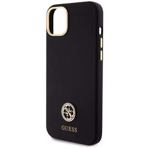 Guess Silikoninis Logo Strass 4G Dėklas telefonui iPhone 15 Plus / 14 Plus 6.7" - juodas