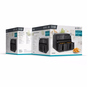 TEESA AIR FRYER DUAL POT XXL karšto oro gruzdintuvė, 8 l, 2700 W