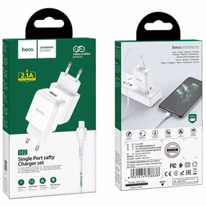 Įkroviklis Hoco USB A 2A 10W + Kabelis USB A į Lightning N2 baltas