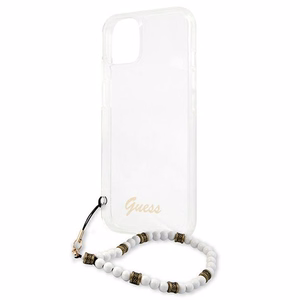 Guess GUHCP13SKPSWH iPhone 13 mini 5.4" Permatomas kietas dėklas Baltas Perlas