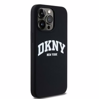 DKNY Liquid Silicone White Printed Logo MagSafe Dėklas telefonui iPhone 14 Pro Max - juodas (m)