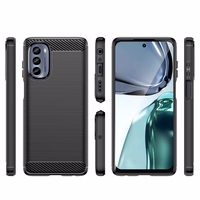 Carbon Case dėklas Motorola Moto G62 5G lankstus silikoninis anglies dangtelis juodas
