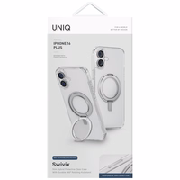 Uniq Swivix 360 sukamas stovas dėklas telefonui iPhone 16 Plus - skaidrus