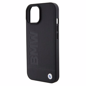 BMW BMHMP15SSLLBK iPhone 15 6.1" juodas/juodas Magsafe kietasis dėklas Signature Logo Imprint