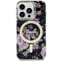 Guess GUHMP14LHCFWSK iPhone 14 Pro 6.1" juodas/juodas kietas dėklas Gėlės MagSafe