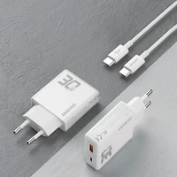 GaN Dudao A30EUT 30W USB-A / USB-C sieninis įkroviklis + USB-C - USB-C kabelis - baltas