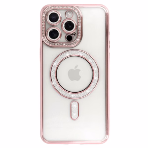 Bling Magnetinis dėklas telefonui Samsung Galaxy A17 5G rožinė