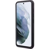 Guess GUHCS23SSLSMK S23 S911 juodas/juodas kietas dėklas Silikoninis Vintage Gold Logo