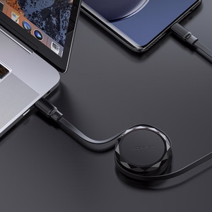 Acefast C13-03 USB-C - USB-C 60W ištraukiamas kabelis - juodas
