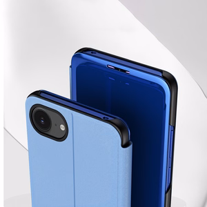 Clear View dėklas iPhone 16e atverčiamas dangtelis - mėlynas