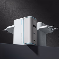 "Cuktech" AD1003EU 100W GaN 2x USB-C + USB-A sieninis įkroviklis su kabeliu - baltas