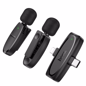 Hoco L15 belaidis atlapo mikrofonas Lightning / USB-C, 2 vnt., juodas