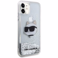 Karl Lagerfeld KLHCN61LNCHCS iPhone 11/XR sidabrinis/sidabrinis kietas dėklas Blizgantis Choupette Galva