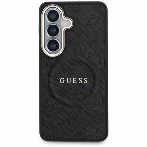 Guess dėklas Saffiano Peony Embossed Ring MagSafe skirtas Samsung Galaxy S26 juodas