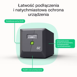 Green Cell nepertraukiamo maitinimo resursai (UPS) „Line-Interactive“ 1 kVA 600 W 4 AC išvestis(ys / čių)