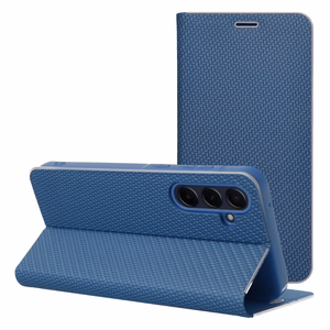 Atverčiamas dėklas skirtas Samsung A27 Luna Book Carbon mėlynas