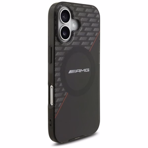 AMG Dvigubo sluoksnio permatomas rombų magnetinis dėklas telefonui iPhone 17 - juodas ir raudonas