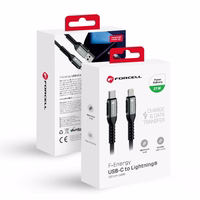 FORCELL F-ENERGY C259 kabelis Type C į Lightning PD 3A 27W Cafule 1,2 m juodas