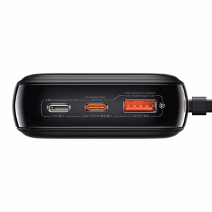 Baseus išorinė baterija 20000mAh Qpow Pro - USB + Type C - PD 22,5W su Type C kabeliu (PPQD060301) juoda