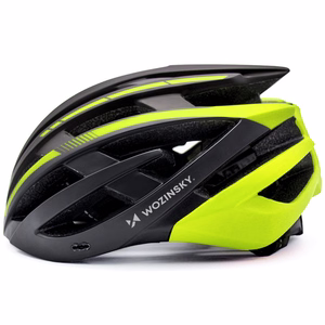 Wozinsky MTB велосипедный шлем со съемным козырьком и задним USB-фонарем L - черный и желтый