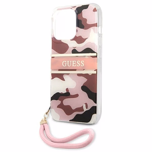 Guess GUHCP13LKCABPI iPhone 13 Pro / 13 6.1" rožinis/rožinis kietas dėklas Camo Strap Collection