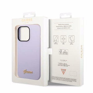 Guess GUHCP14LSLSMU iPhone 14 Pro 6.1 "violetinis/violetinis kietas dėklas Silikoninis Vintage Gold Logo