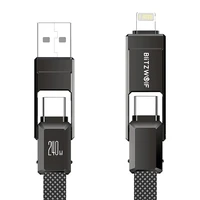 Blitzwolf BW-HDC7 4-in-1 USB+C+žaibolaidis 240W 1,2 m (juodas)