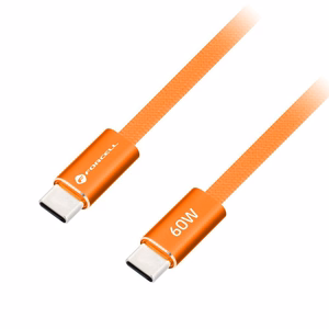 Laidas USB C į USB C Forcell F-Energy QC4.0 PD 3A 60W Cafule Flat 1,2 m CCFN23 oranžinis