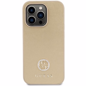 Guess GUHCP15LPS4DGPD iPhone 15 Pro 6.1" auksinis/auksinis kietas dėklas Strass Metalinis Logotipas