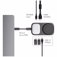 Prijungimo stotelė Energea WiDock Plus 7w1 USB-C 3.1 su Qi2 grafitinis