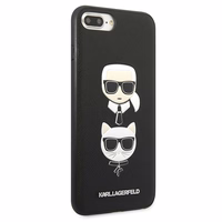 Karl Lagerfeld Saffiano Karl&Choupette Galvos dėklas telefonui iPhone 7 Plus / iPhone 8 Plus - juodas