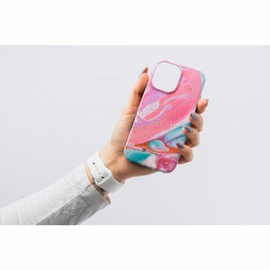 FORCELL F-PROTECT Mirage karinio standarto dėklas, suderinamas su MagSafe, skirtas IPHONE 16 PRO MAX, rožinis marmuras