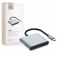 "Tech-Protect" HB08 4in1 USB-C + USB2.0 + 2 x HDMI 4K 60HZ adapteris - pilkas