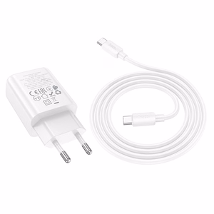 Įkroviklis Hoco N62 30W GaN USB-C + USB-C to USB-C cable 1.0m baltas