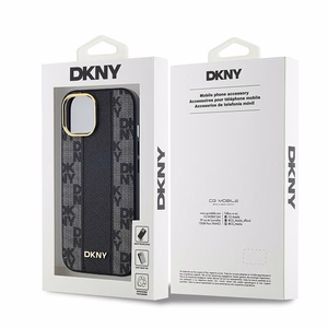DKNY Odinis langeliais raštuotas magnetinis dėklas iPhone 14/15/13 - juodas