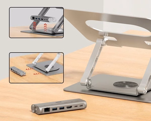 Регулируемая подставка для ноутбука + USB-C HDMI хаб Unitek D1109B01 PD 100W